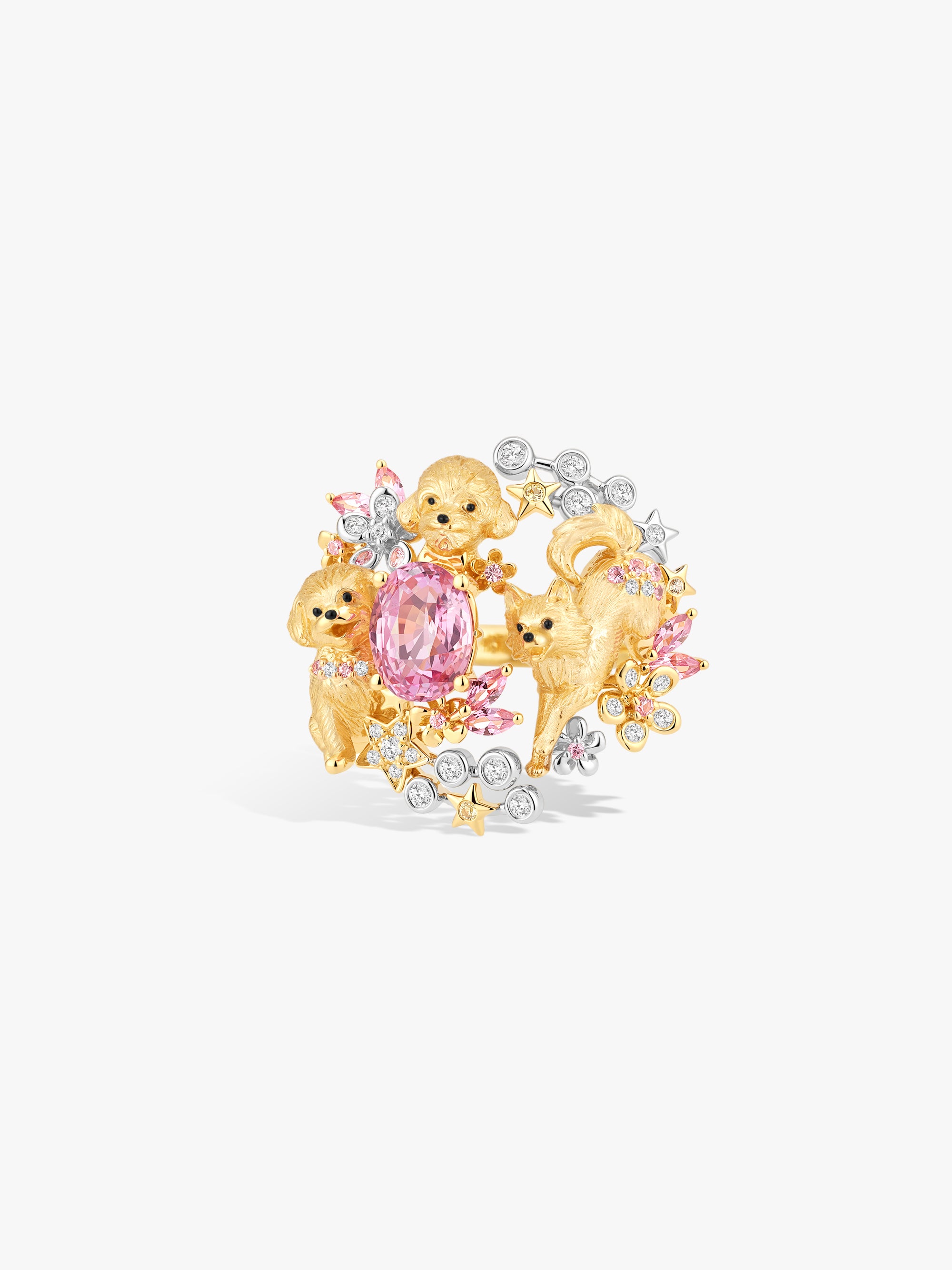 Bespoke Archieve: 1.5ct Padparadscha Sapphire Puppy Star Paradise Ring