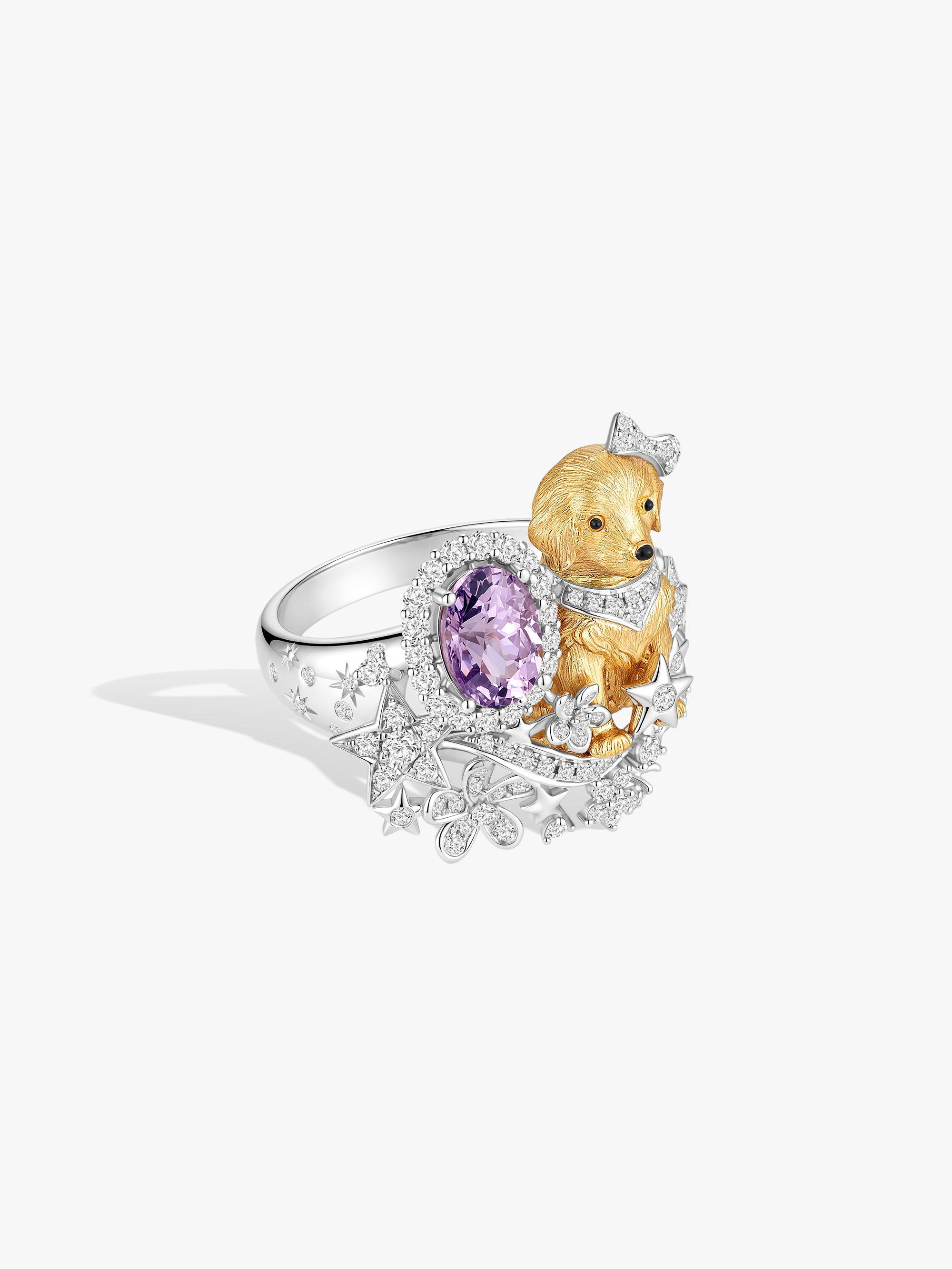 Bespoke Archieve: Golden Retriever Starlit Guardian Ring