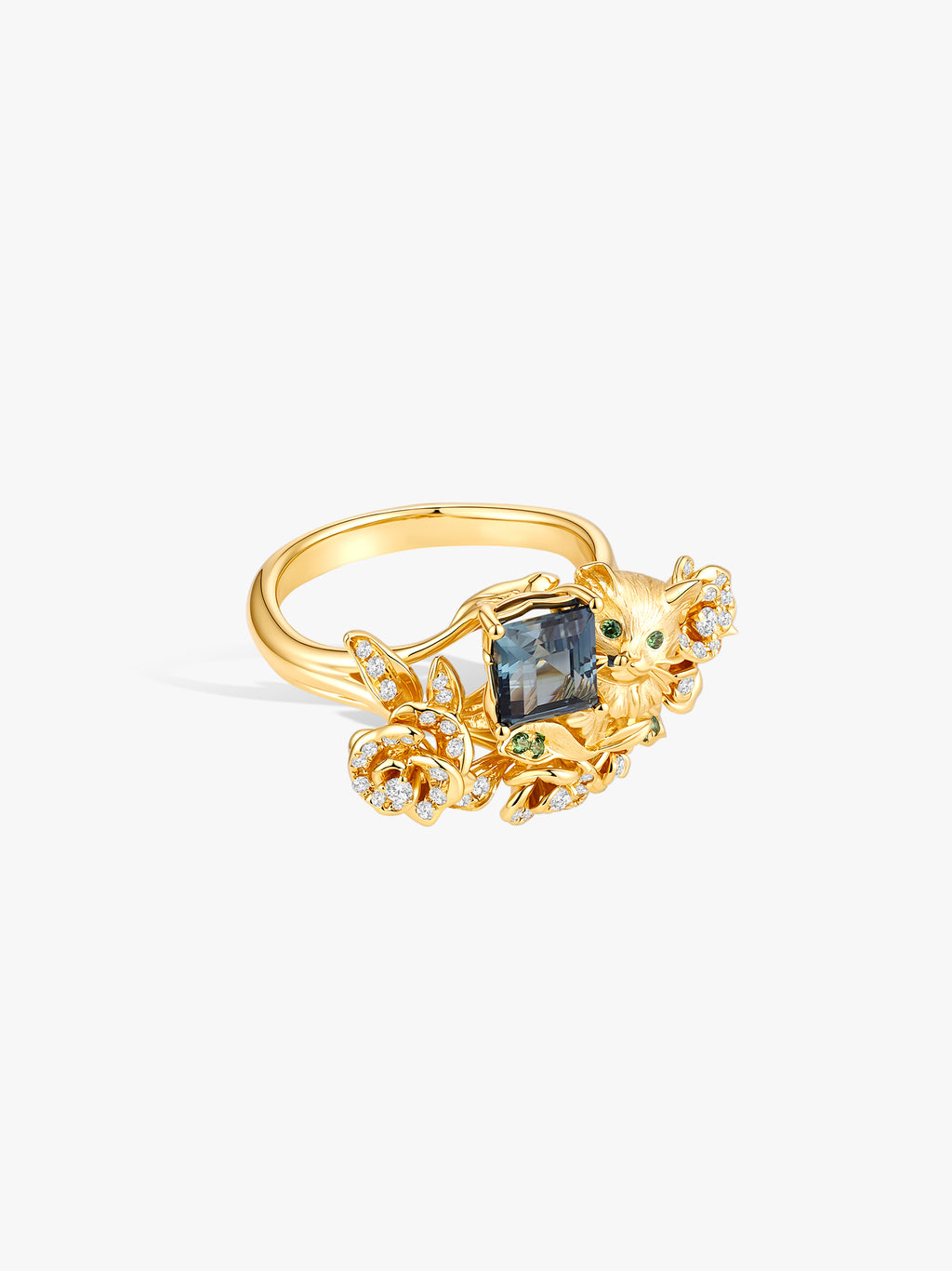 Bespoke Archieve: Cat Portrait Rose Guardian Ring
