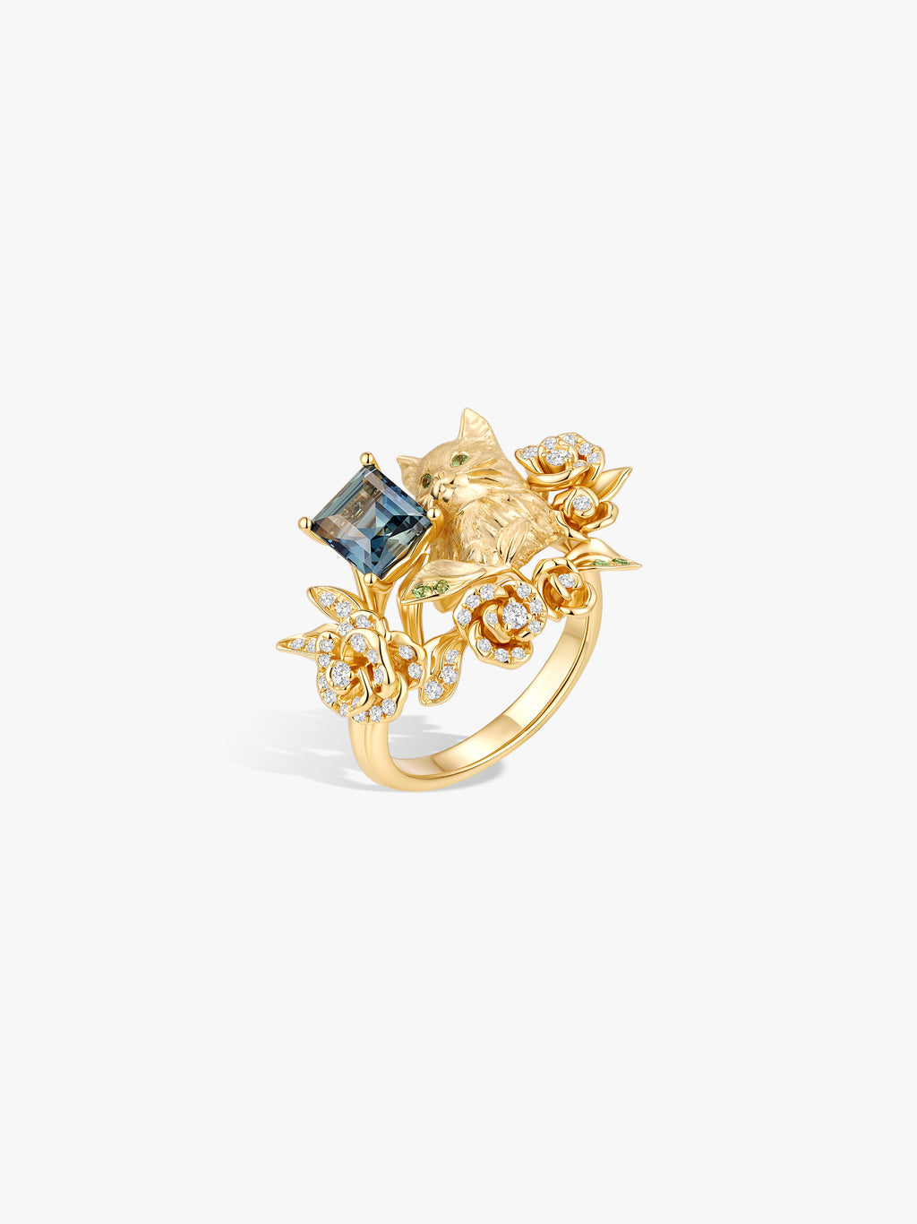 Bespoke Archieve: Cat Portrait Rose Guardian Ring