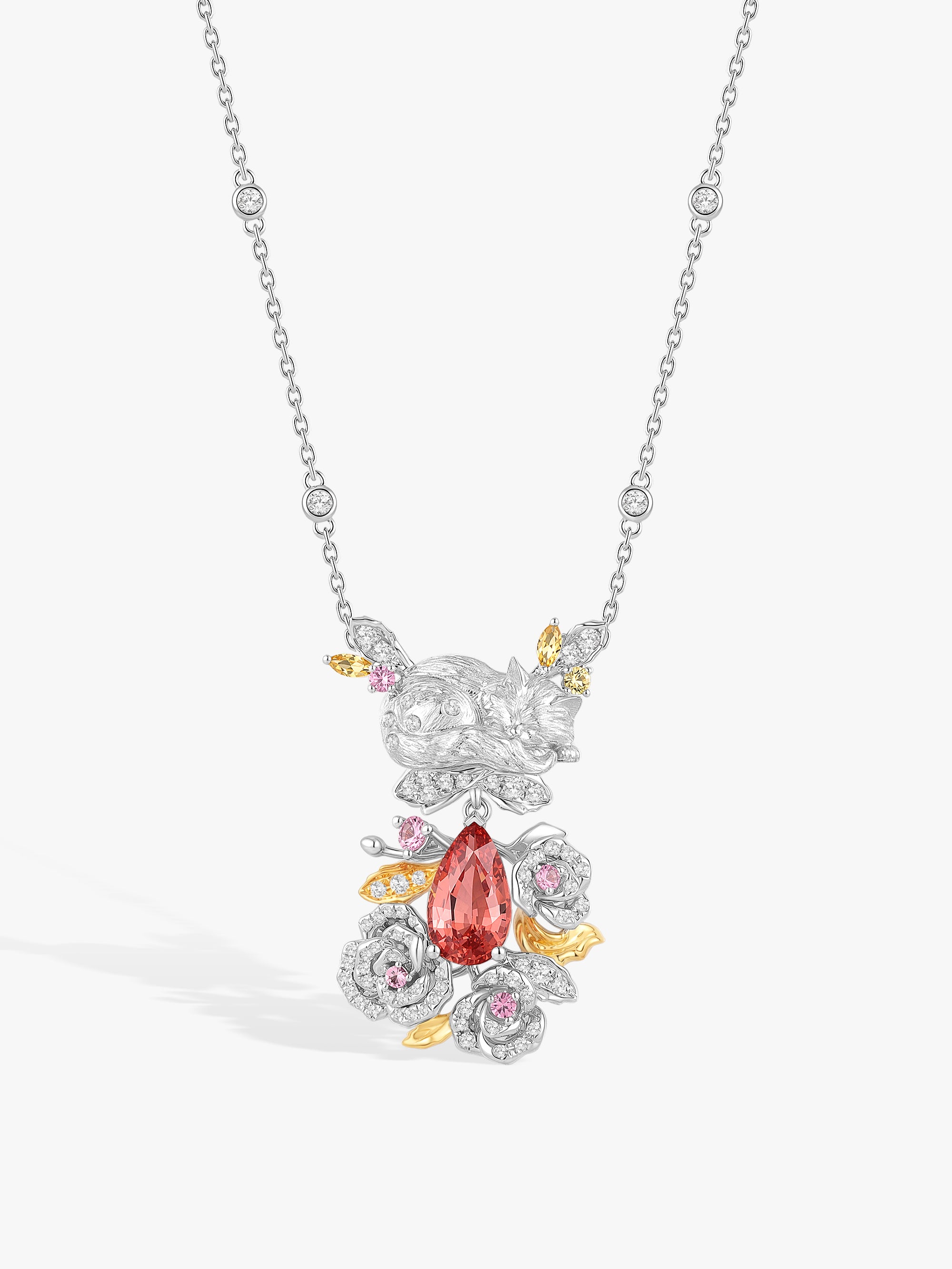 Bespoke Archieve: Sleeping Cat Rose Necklace