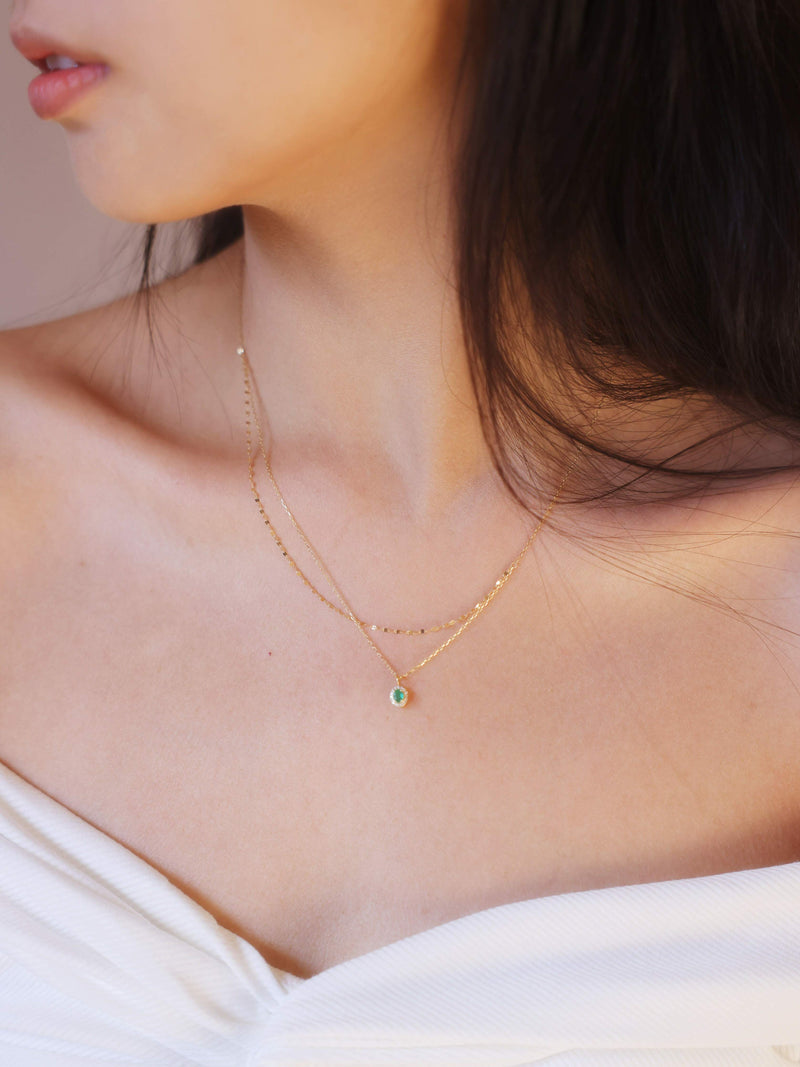 The Billie 18K Solid Gold Emerald Necklace