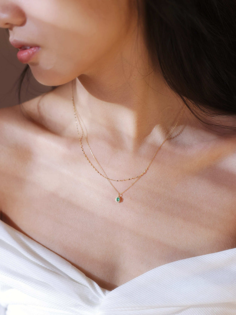 The Billie 18K Solid Gold Emerald Necklace