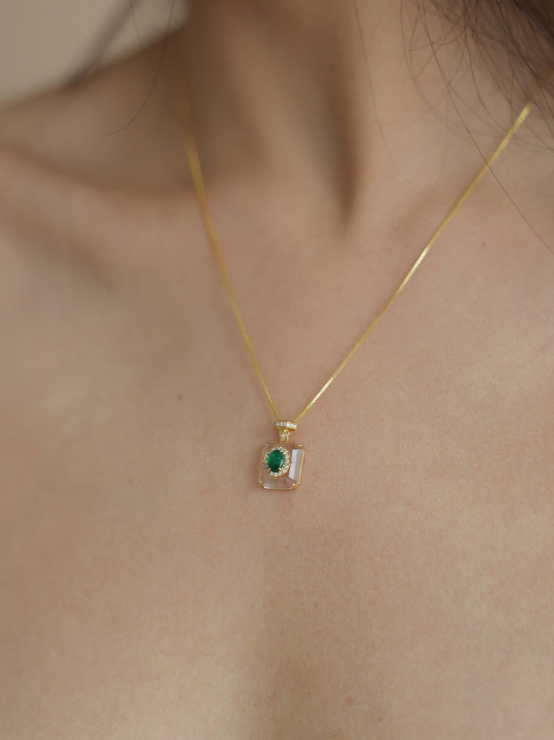 The Oasis 18K Solid Gold Emerald Necklace