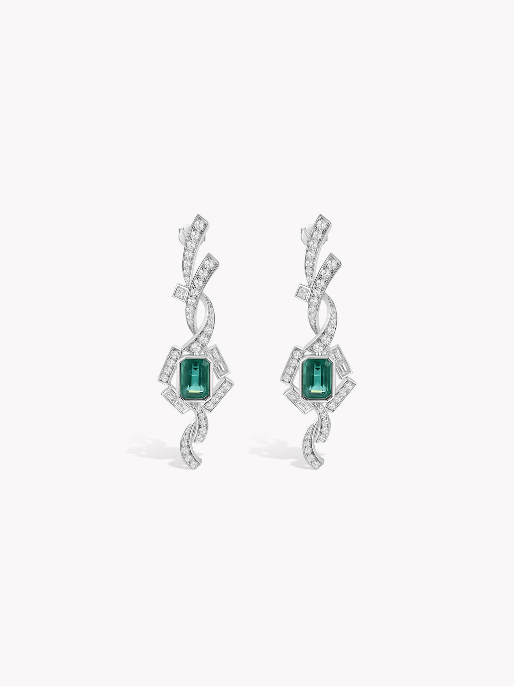 Custom: 2.44ct Emerald Linear Flow Earrings