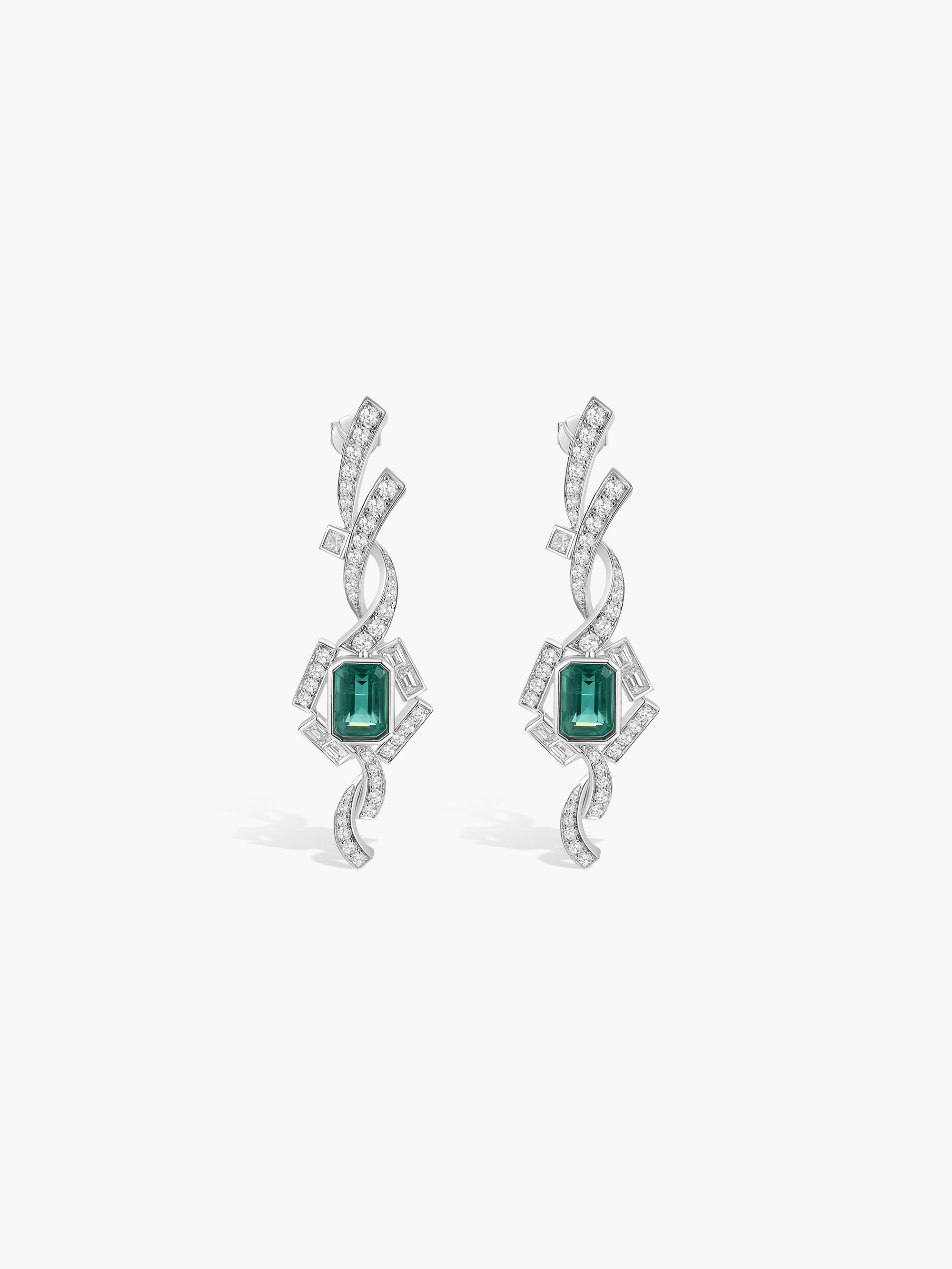 Custom: 2.44ct Emerald Linear Flow Earrings